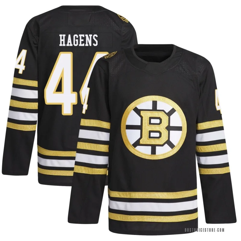 Black Men's James Hagens Boston Bruins Authentic 100th Anniversary Primegreen Jersey