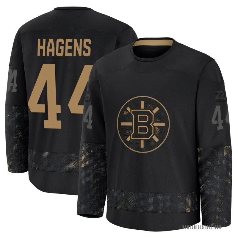 Black Men's James Hagens Boston Bruins Premium 2024 Military Appreciation Practice Jersey