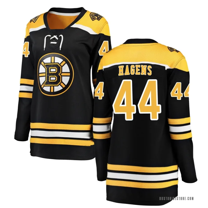 Black Women's James Hagens Boston Bruins Breakaway Home Jersey