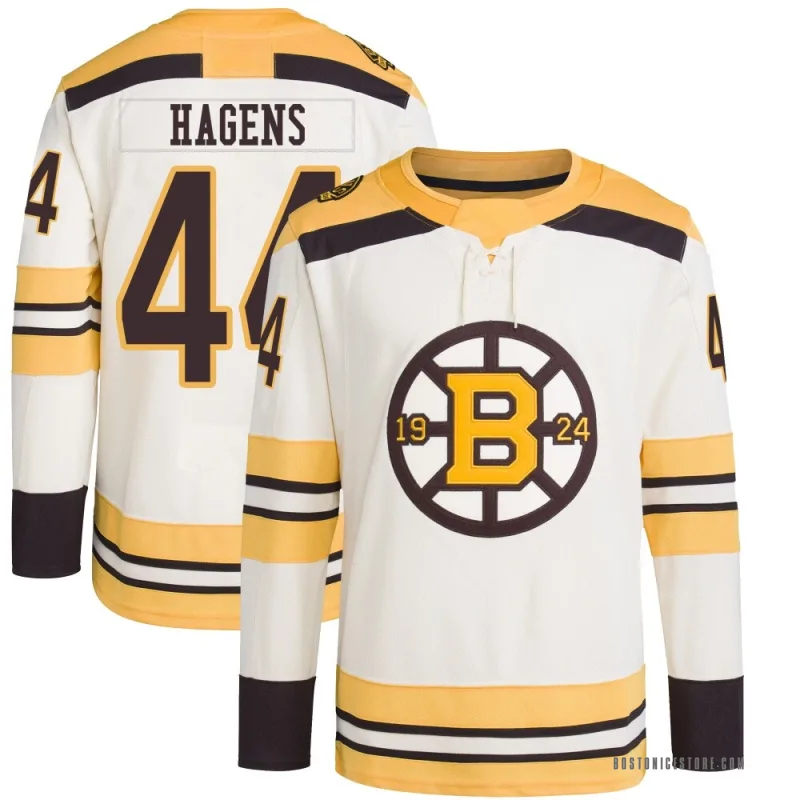 Cream Men's James Hagens Boston Bruins Authentic 100th Anniversary Primegreen Jersey